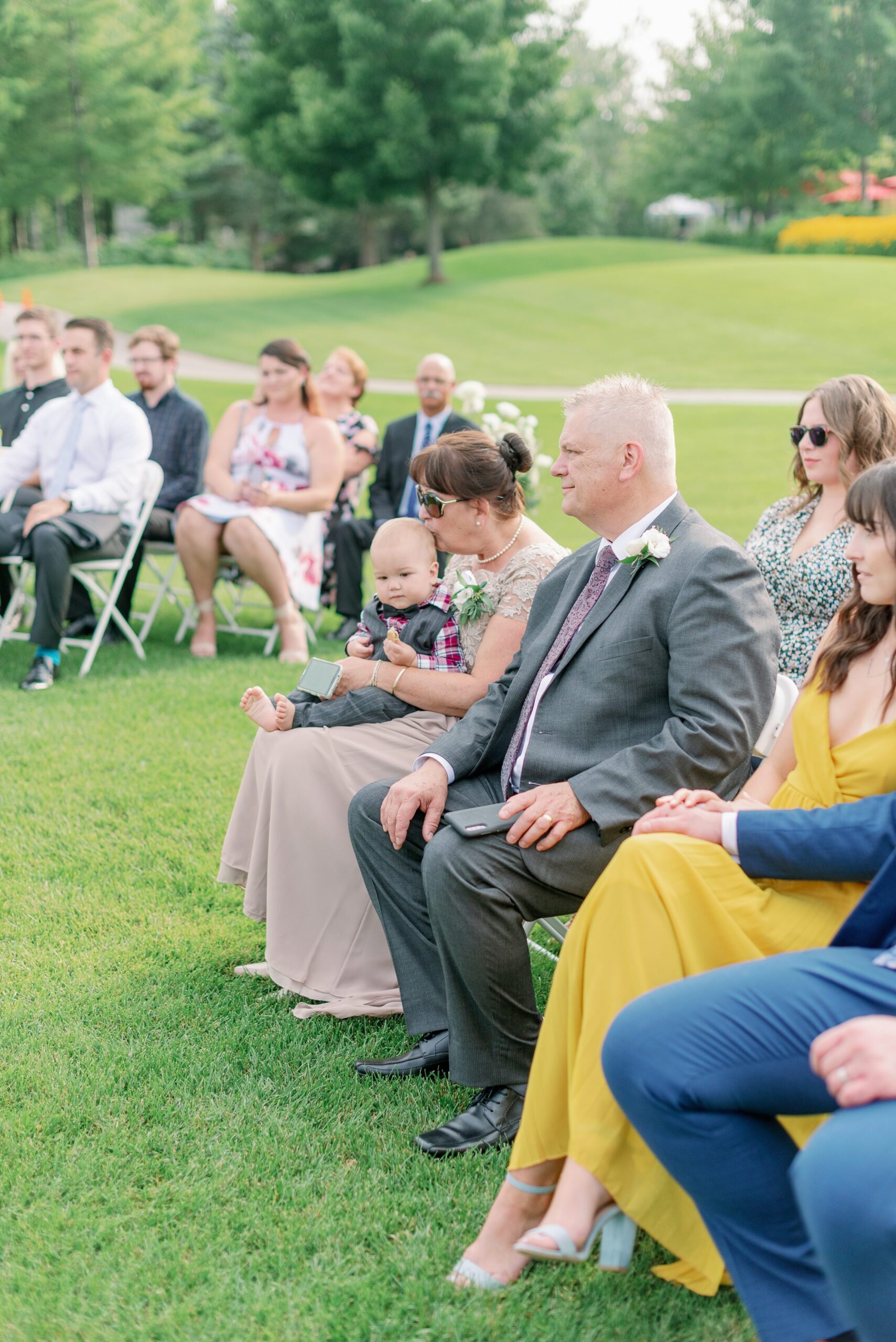 Guests at outdoor wedding in Barrie, Ontario.
