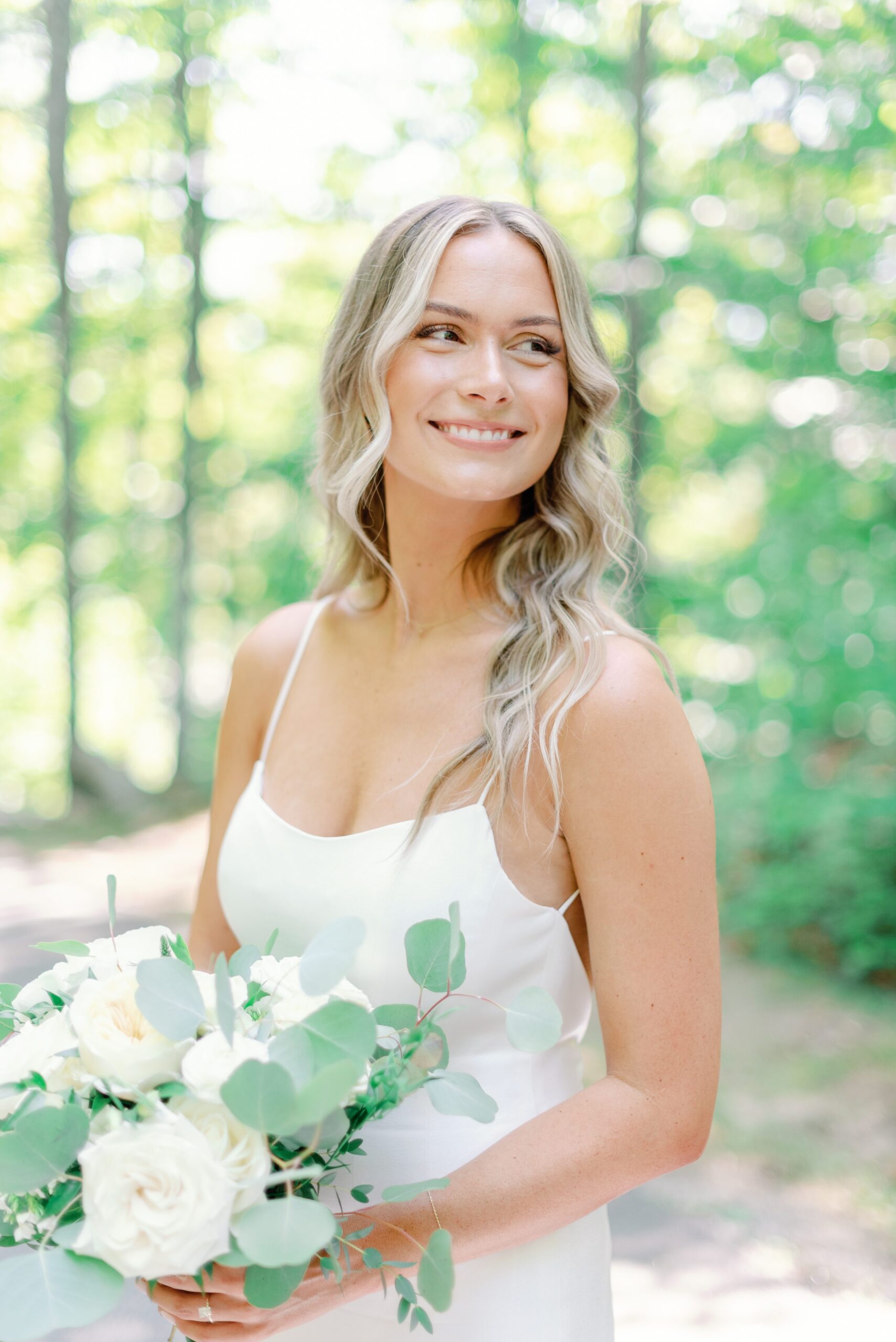 Outdoor bridal portrait. Light and airy wedding photography.